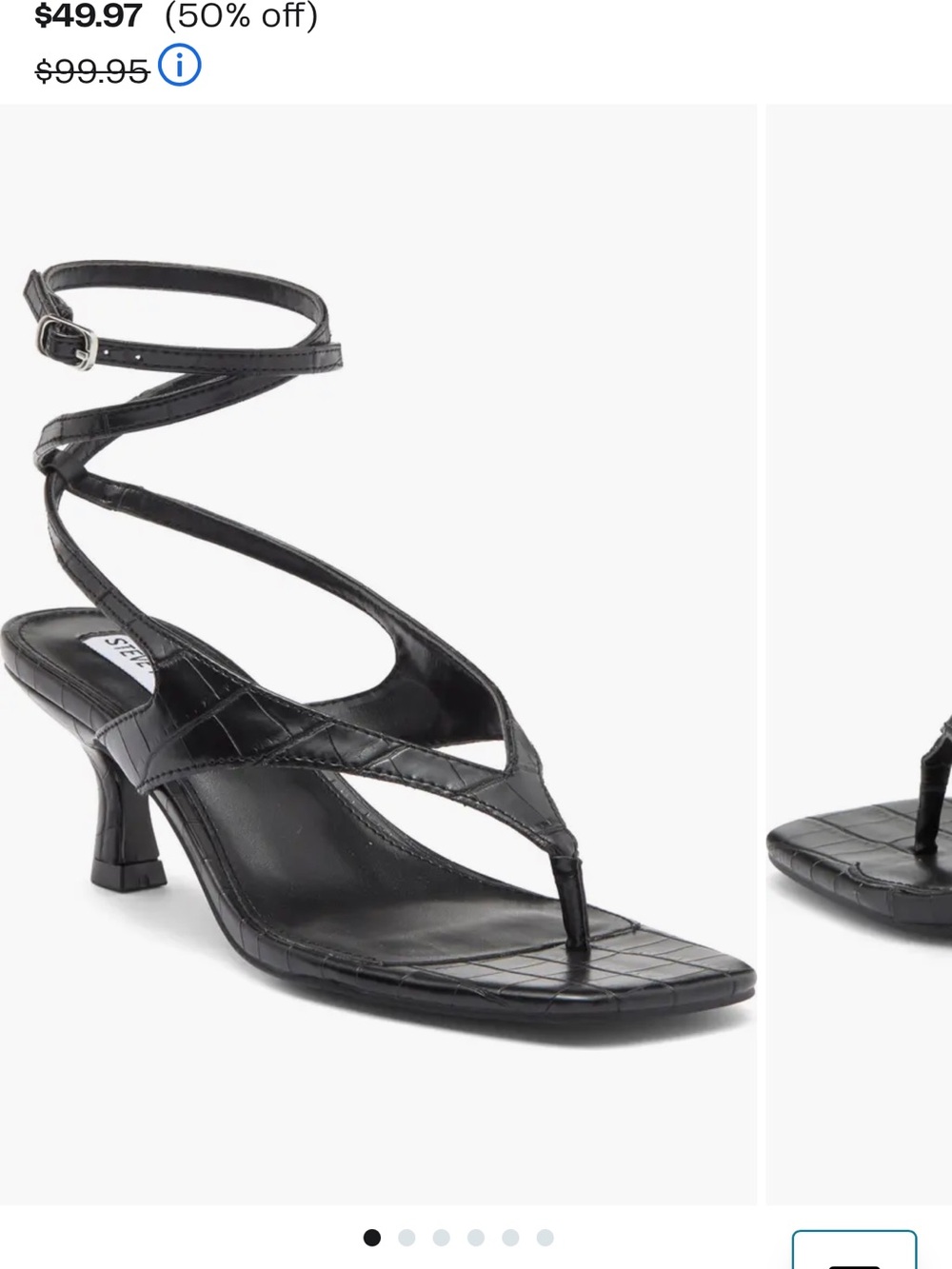 Black Strappy Thong Sandal with Ankle Wrap